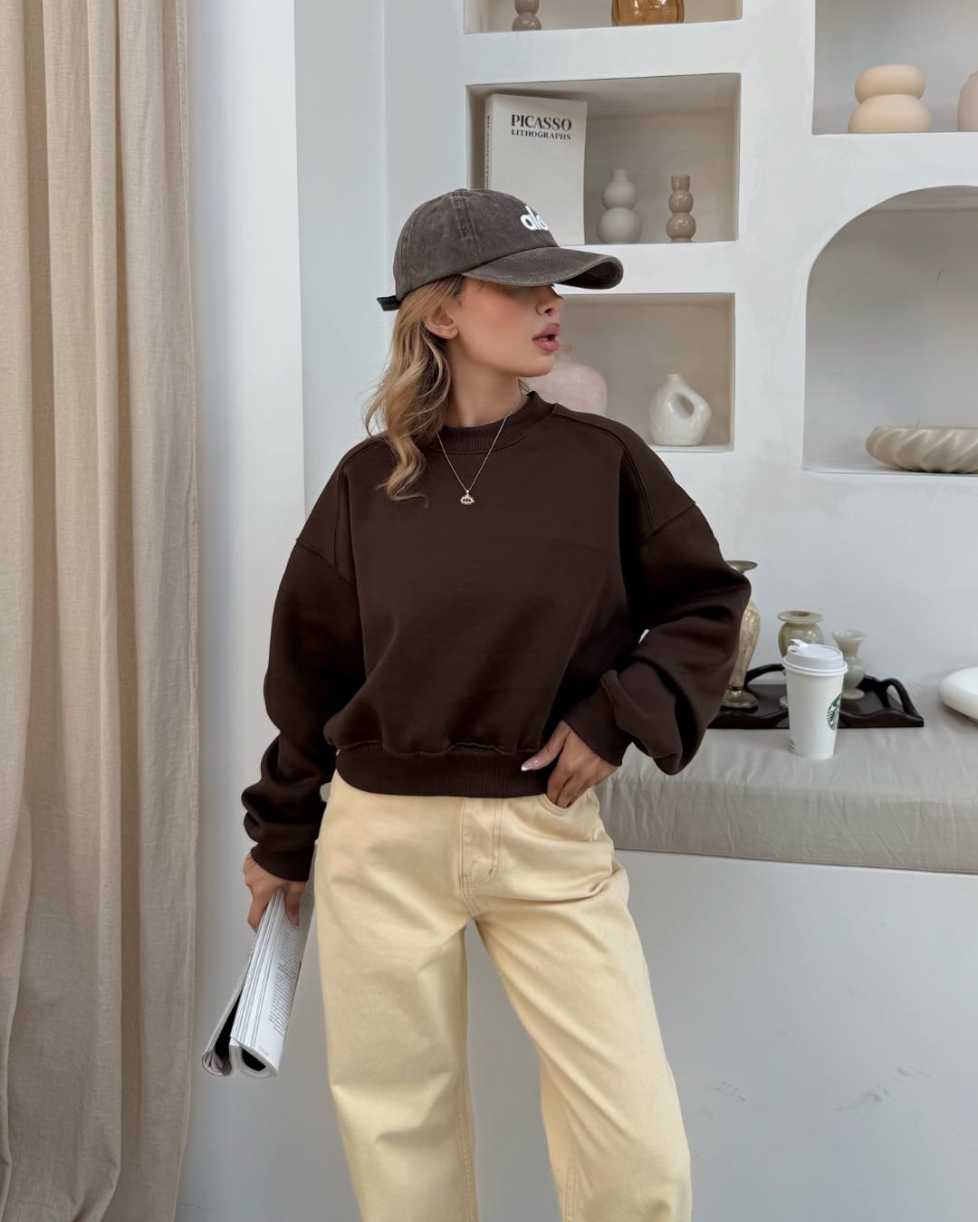 3812 0 Yaka Basic Crop Sweatshirt