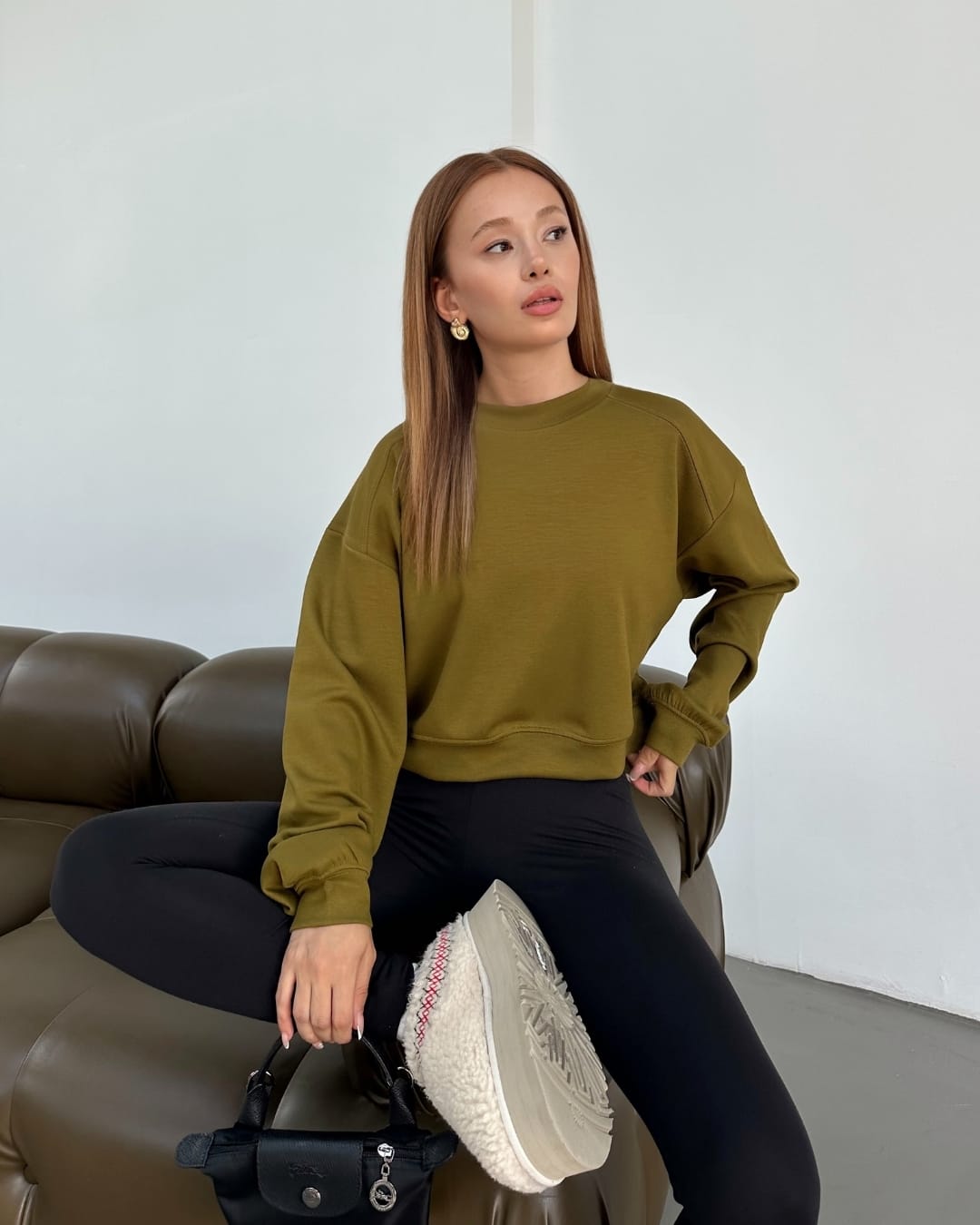 4454 Soft Touch Parçalı Basic Sweatshirt